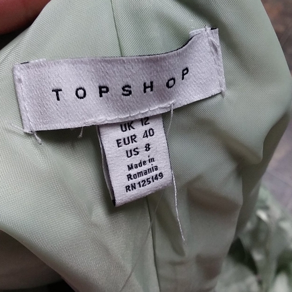 Topshop riviera ruffle frill romper mint green linen belt retro size 8 - Picture 4 of 11